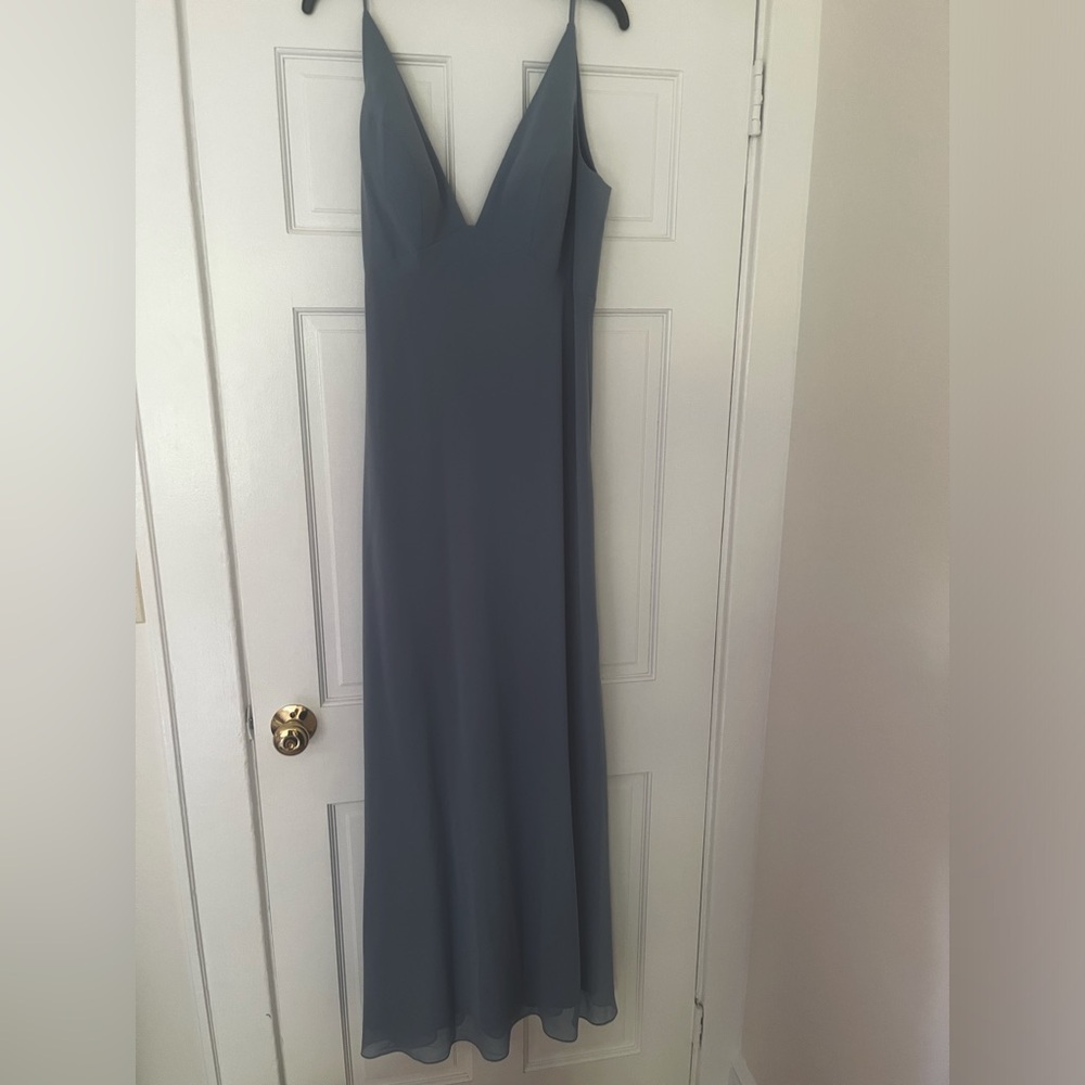 Jenny Yoo Bridesmaid Dress in Jude Style Luxe Chiffon Bluebell